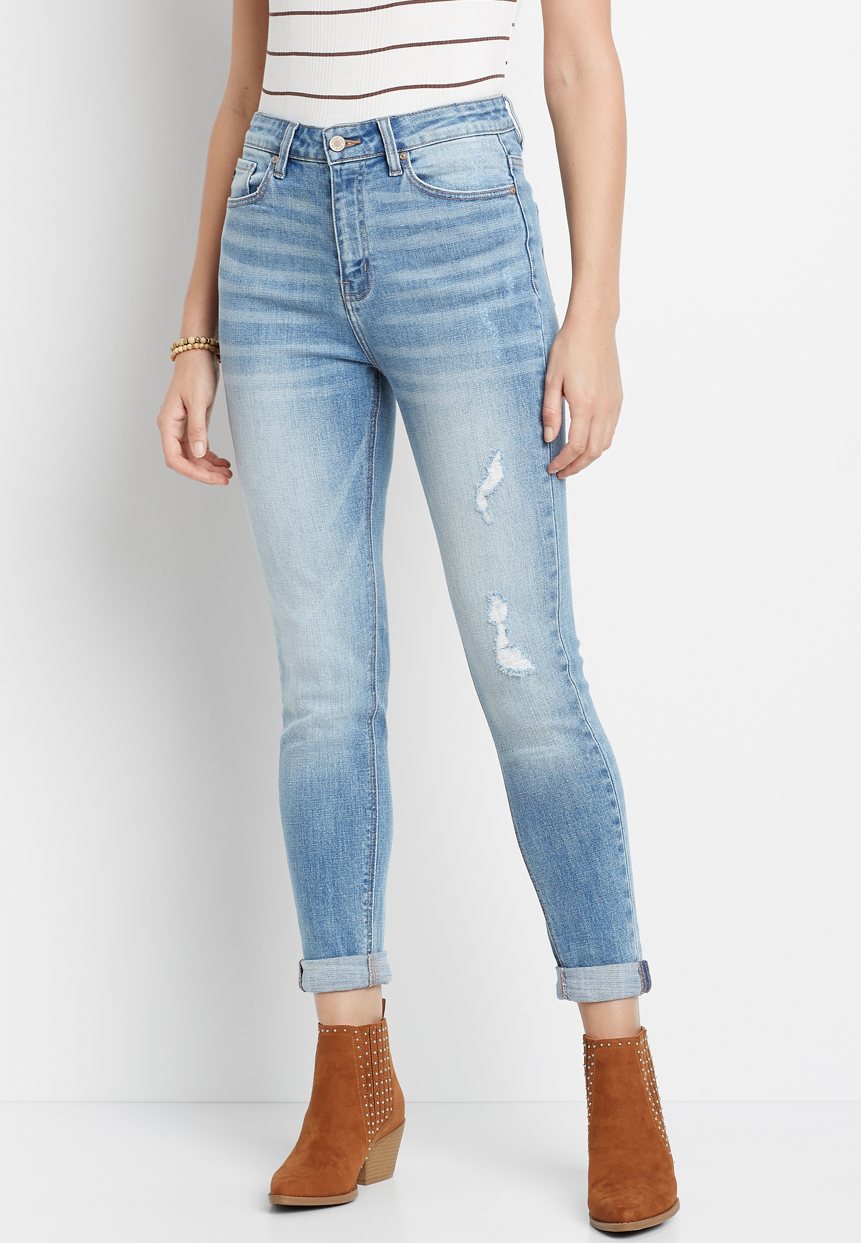 Image of Maurices Womens Kancan&trade; Super High Rise Medium Wash Mom Jeans Blue