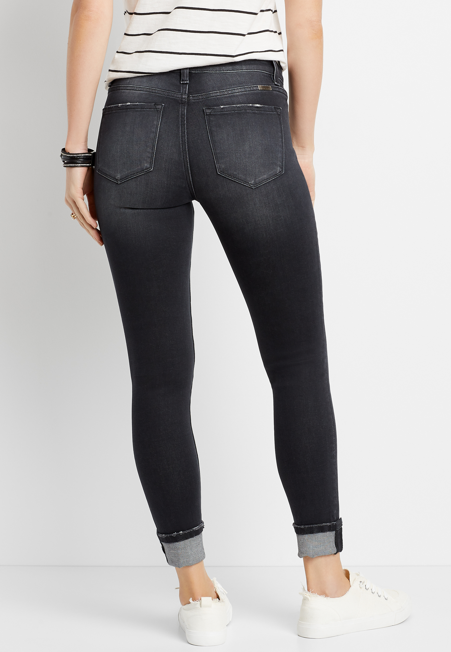 cuffed black jeans