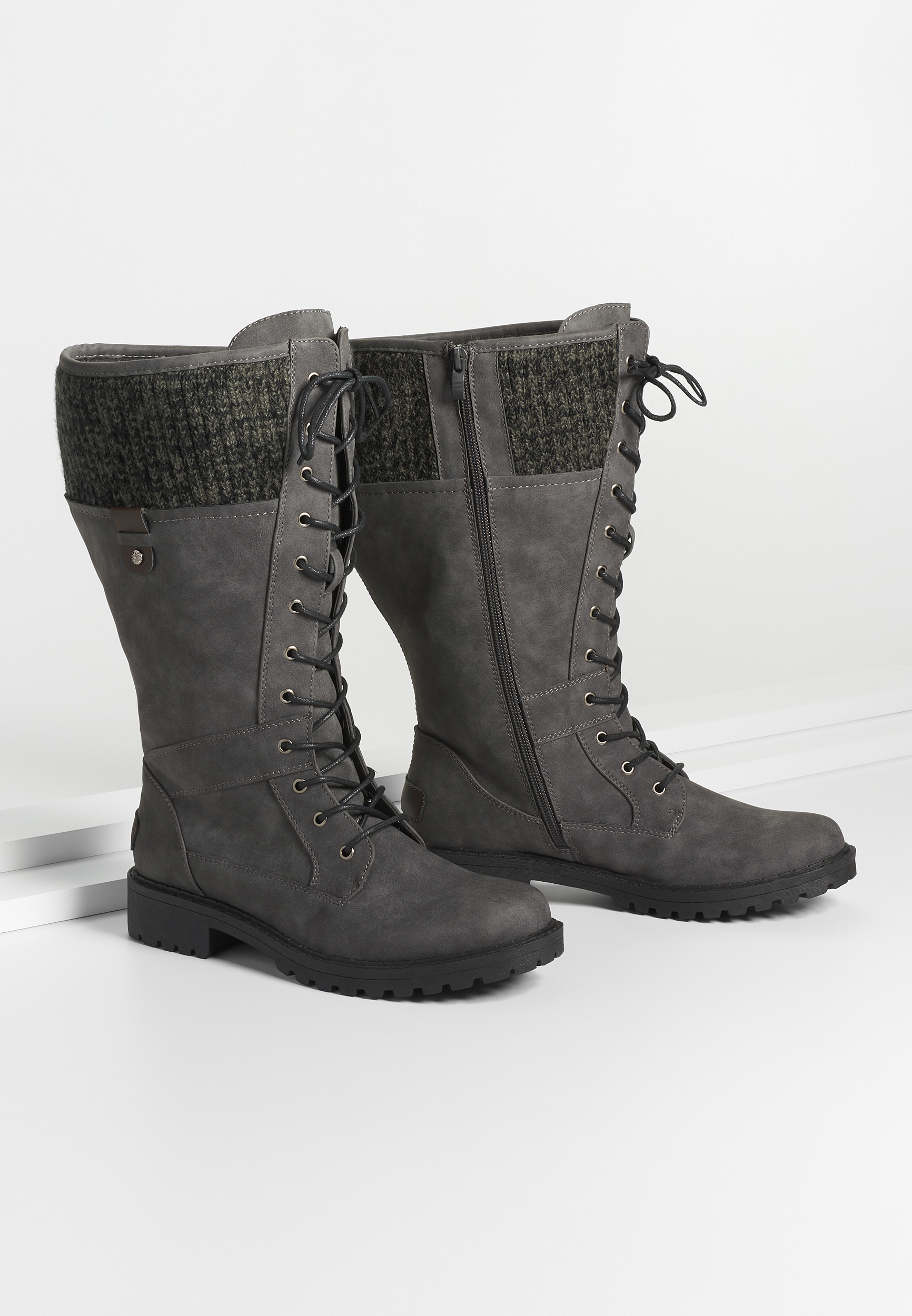 gray tall boots wide calf