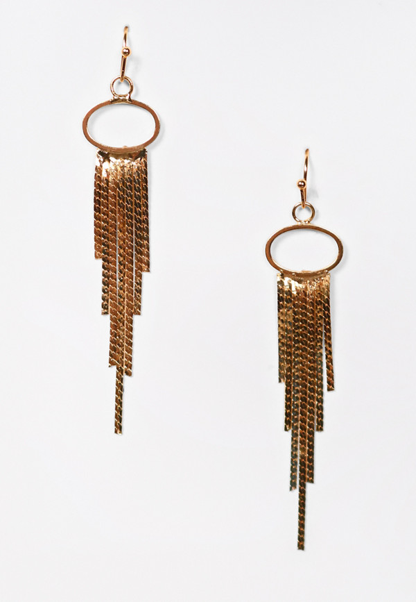 Gold Metal Tassel Drop Earrings | maurices