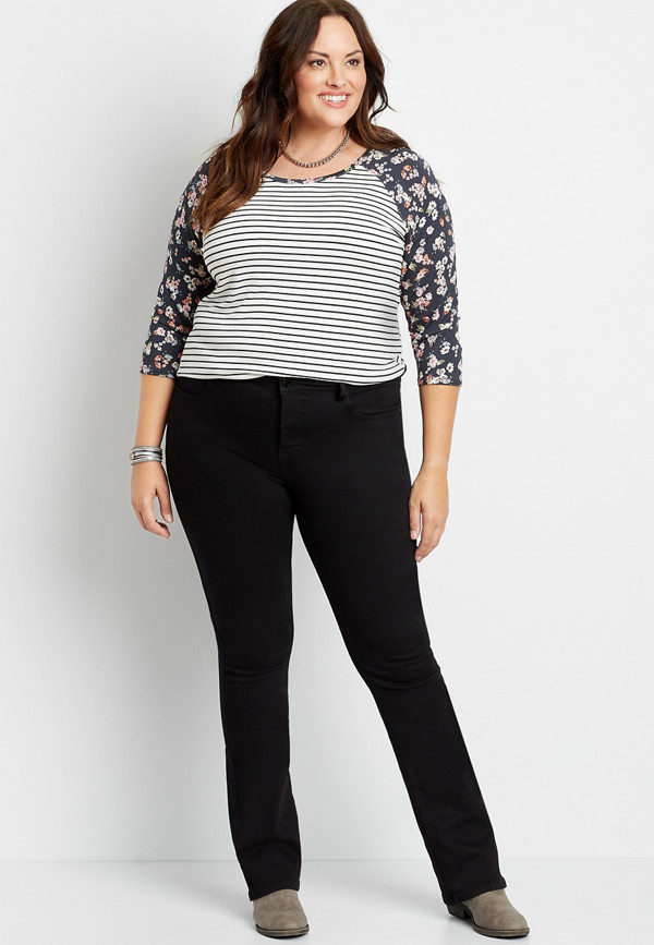 Plus Size Everflex™ High Rise Black Baby Bootcut Jean | maurices