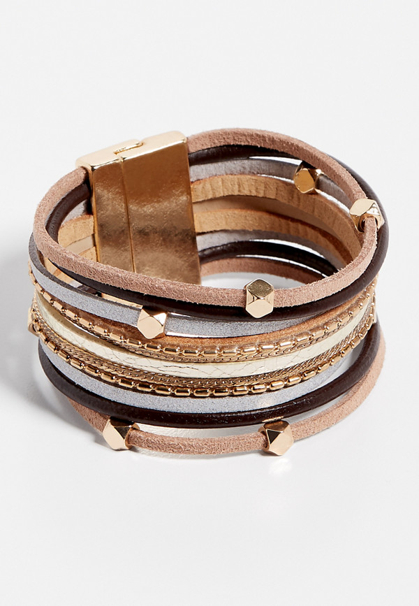 Brown and Gold Multi Row Magnetic Bracelet | maurices