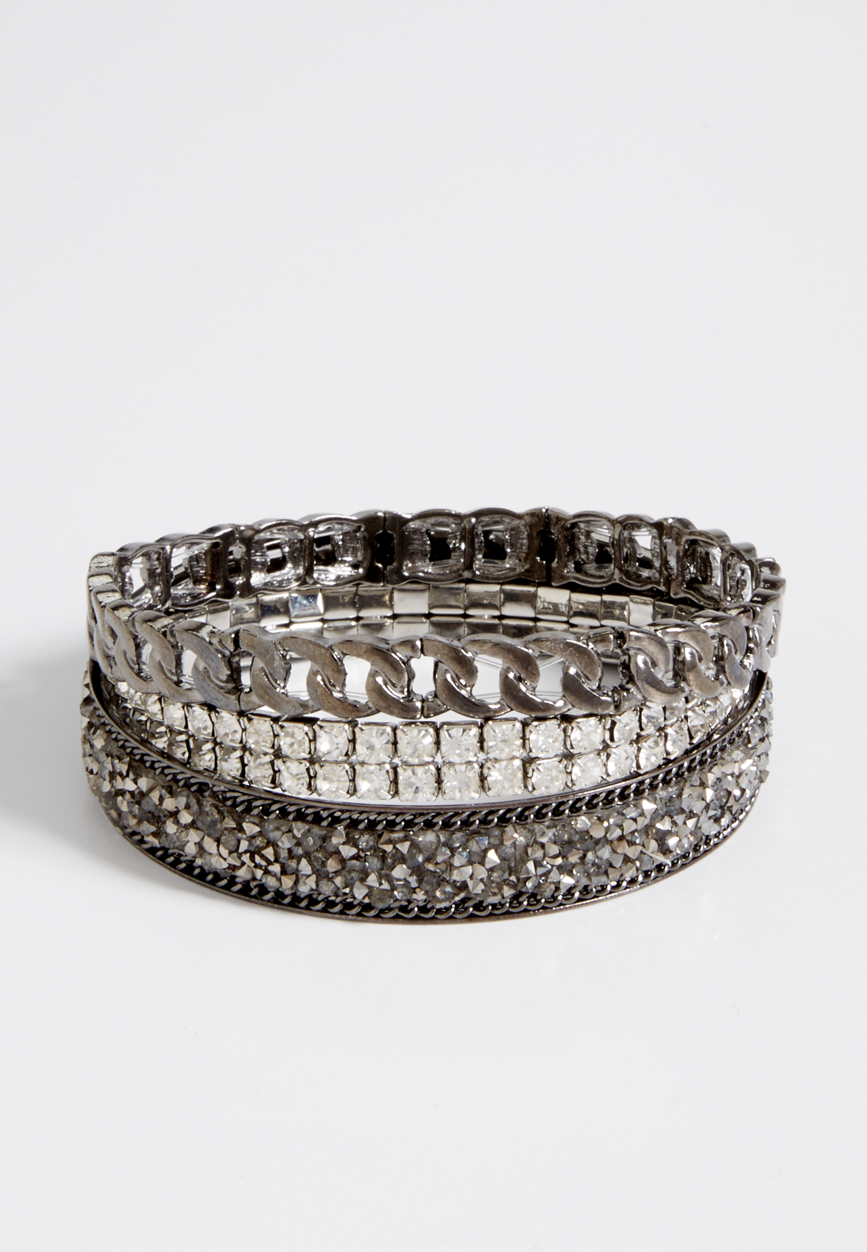 bangle and stretch bracelet set with rhinestones | maurices