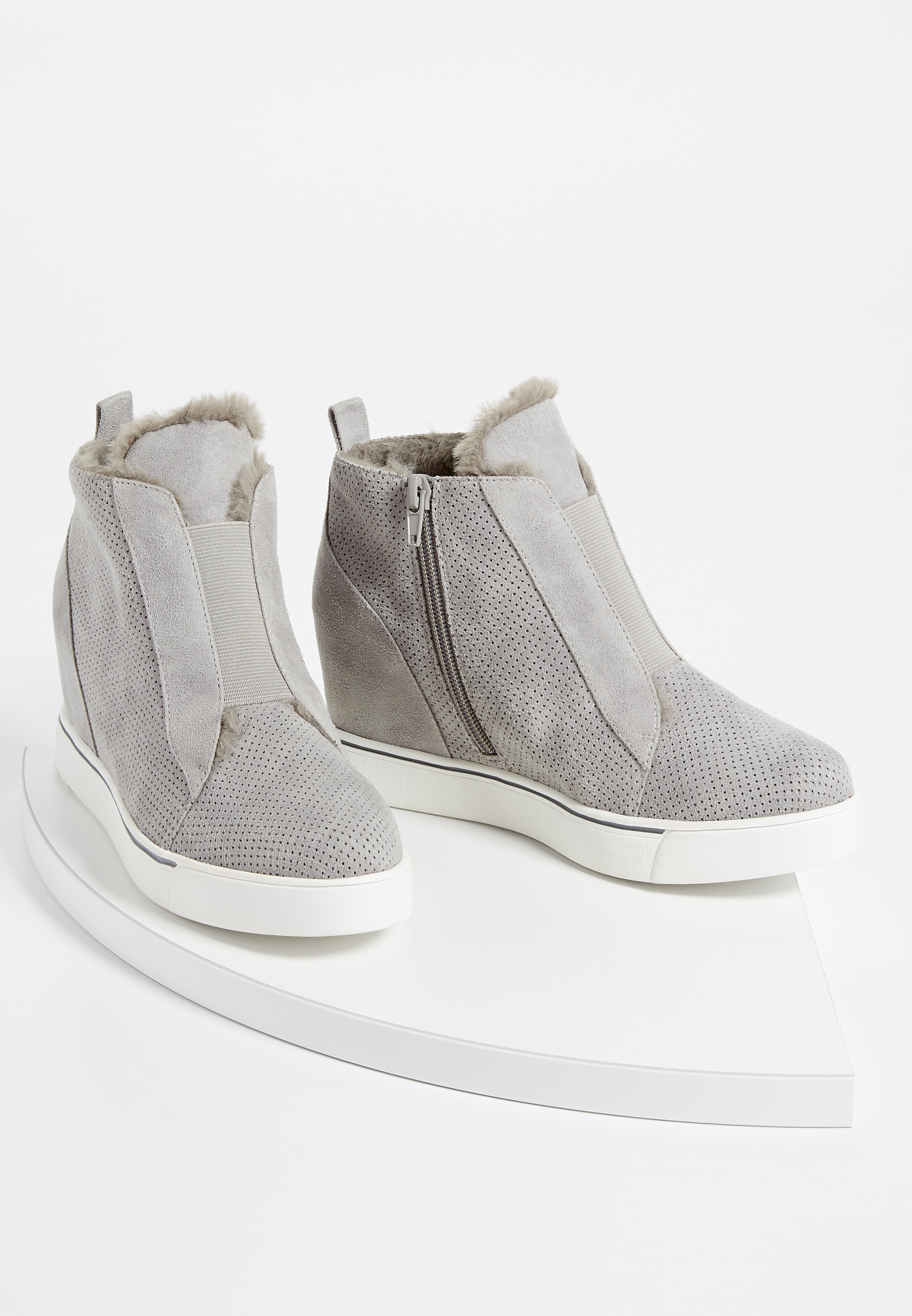 fur lined wedge sneakers