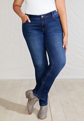 maurices Womens Plus Size Demiflex Blue Denim JEANS Bootcut-Regular Short 