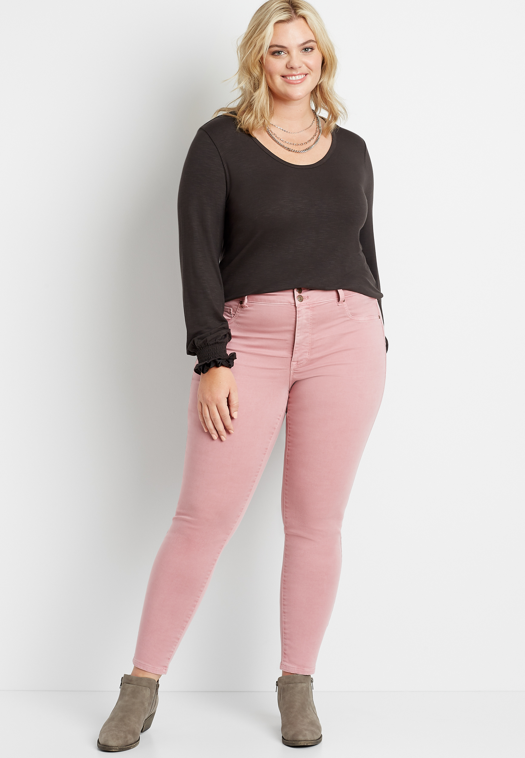 plus size pink jeggings