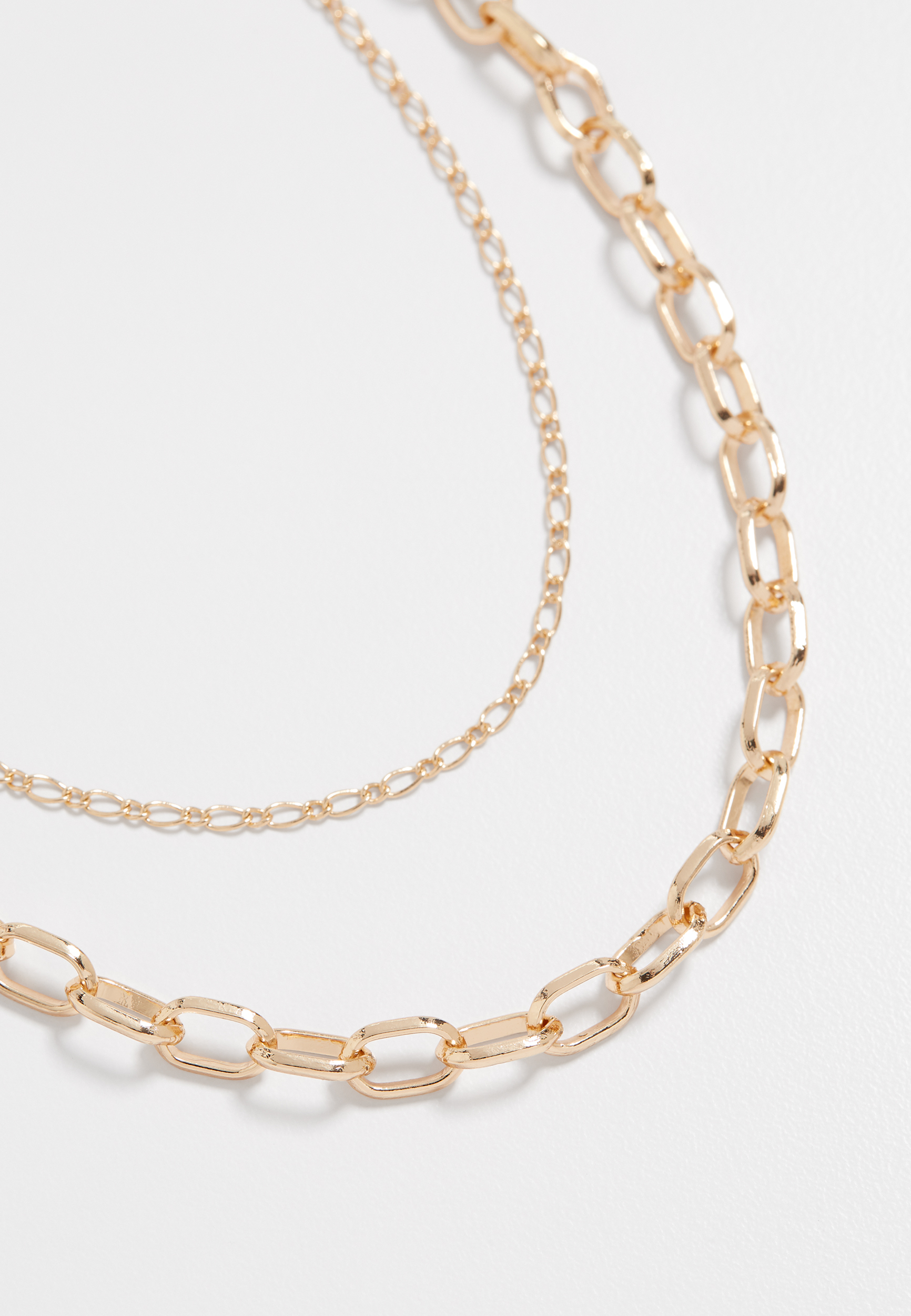 Gold Double Row Layered Chain Necklace maurices