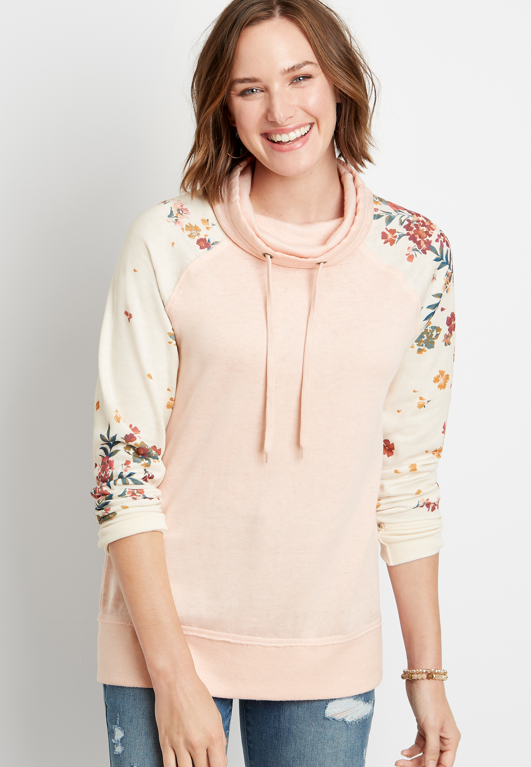 pink floral sweatshirt