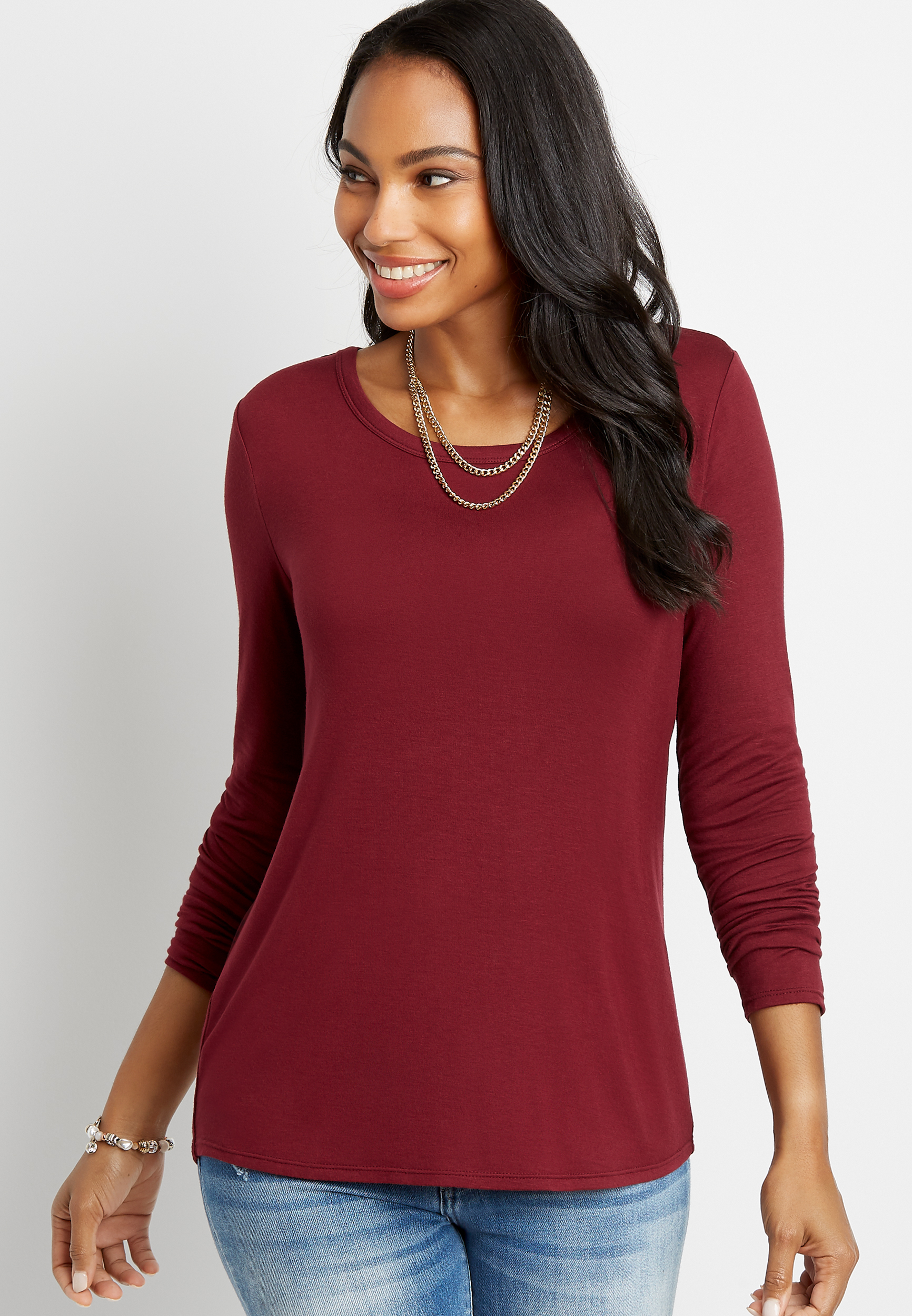 24/7 Solid Long Sleeve Tee | maurices