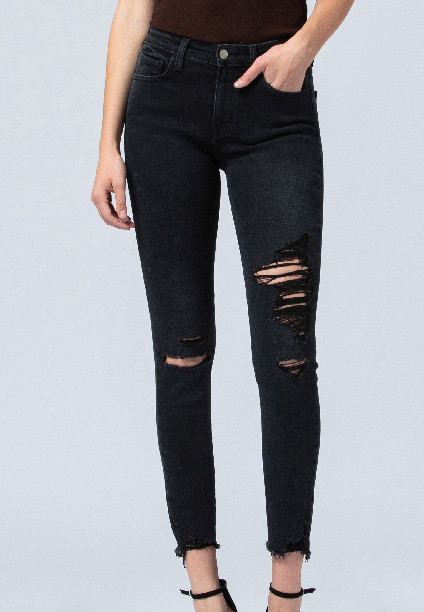 Image of Flying Monkey&trade; Womens Black Destructed Skinny Ankle Jeans - Maurices