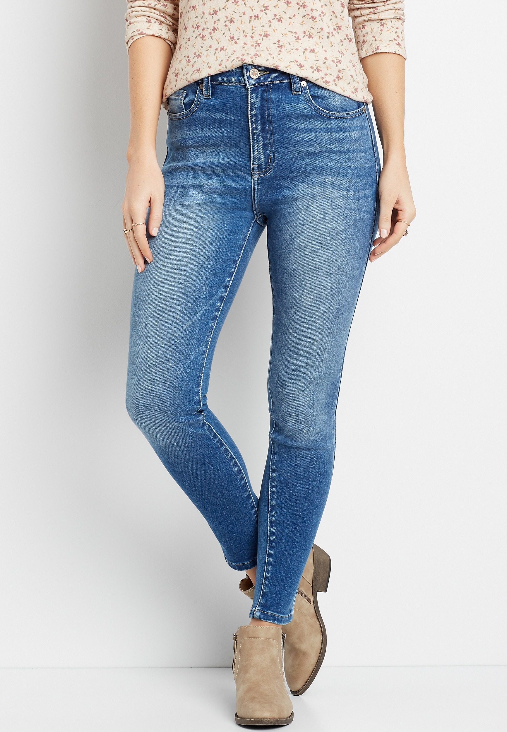 Image of Maurices Womens Kancan&trade; High Rise Curvy Medium Wash Skinny Jeans Blue