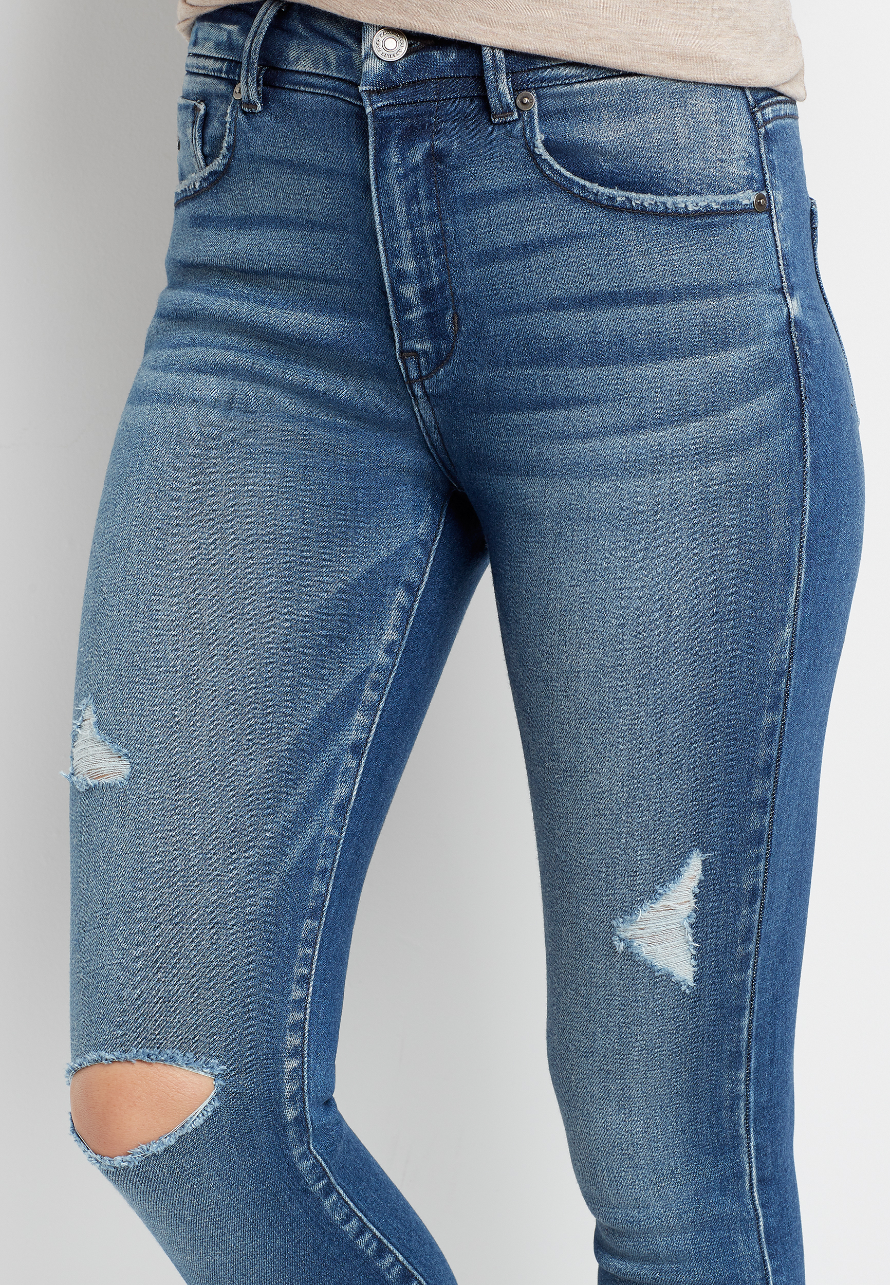 KanCan&trade; High Rise Medium Destructed Skinny Jean, C3337, large