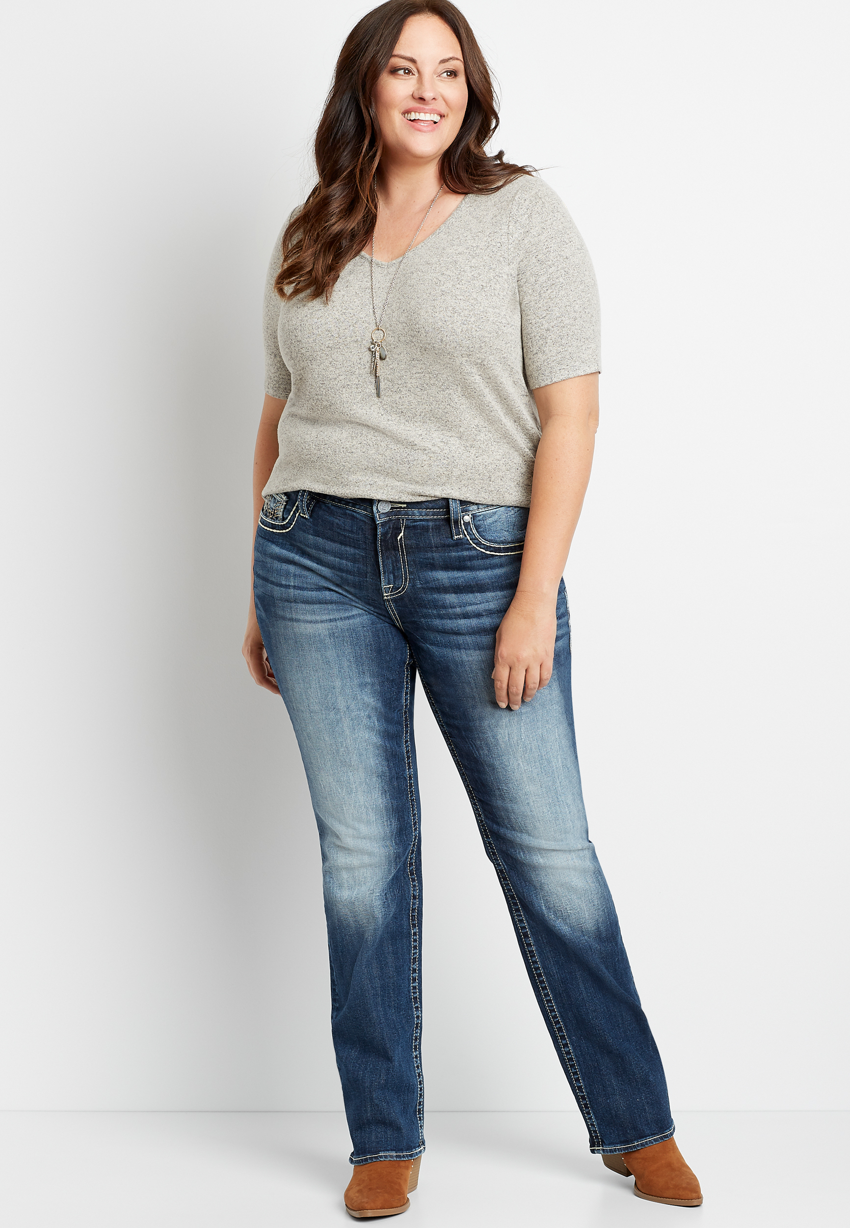 plus size slim bootcut jeans