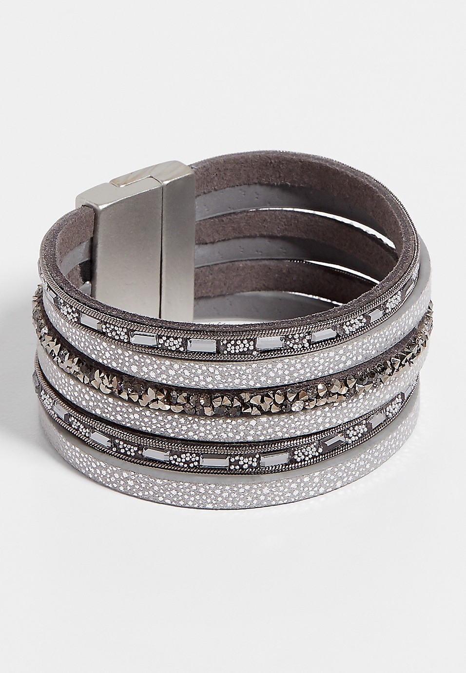 maurices Women's Gray Stone Multi Row Magnetic Bracelet No Size No Size