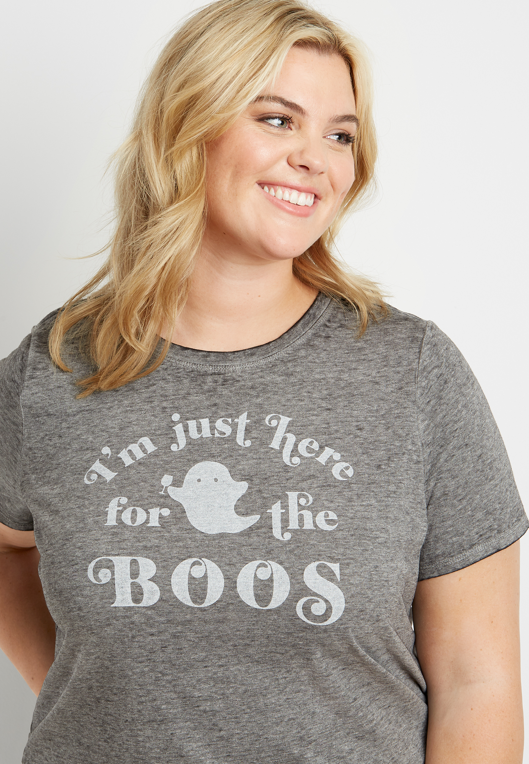 Plus Size Gray Here For the Boos Graphic Tee | maurices
