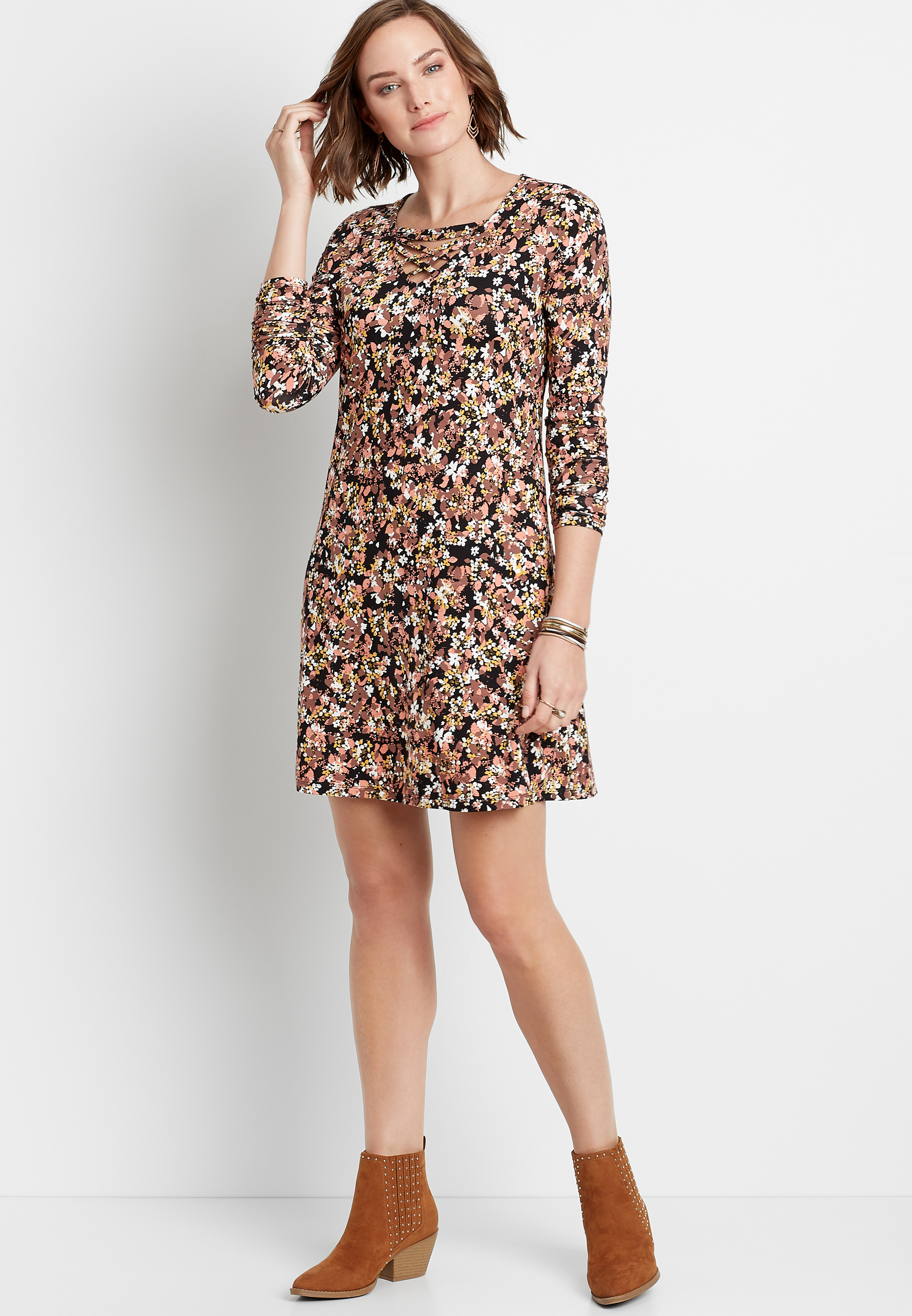 maurices black floral dress