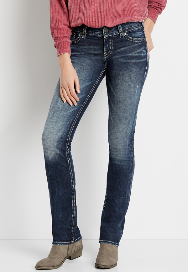 Silver Jeans Co.® Suki Dark Wash Thick Stitch Straight Leg Jean | maurices