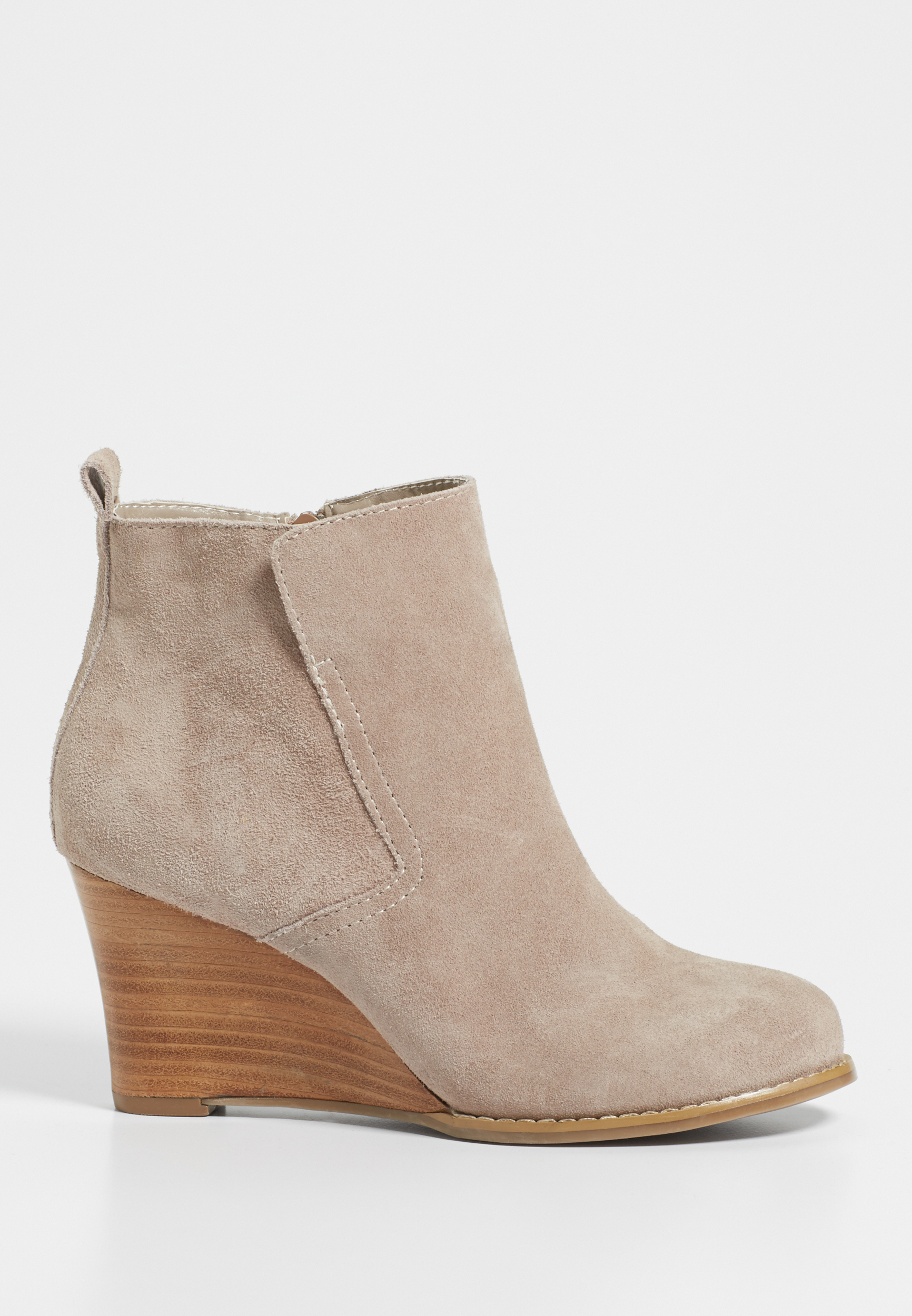 Maddy genuine suede wedge bootie | maurices