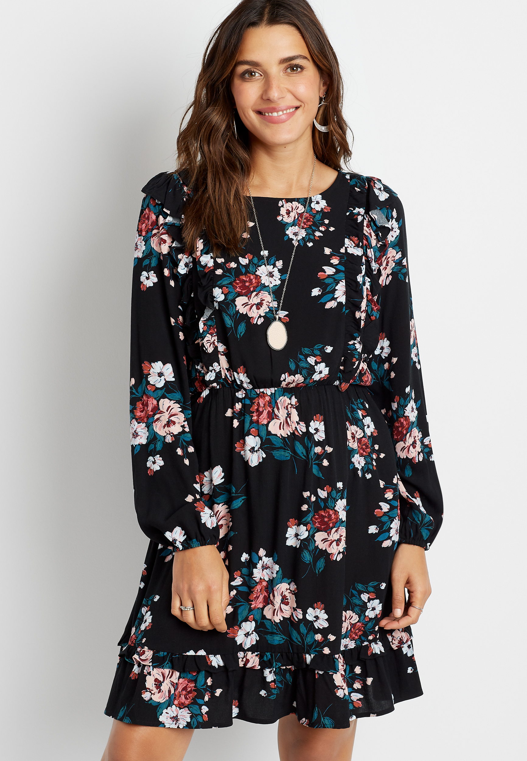 maurices black floral dress