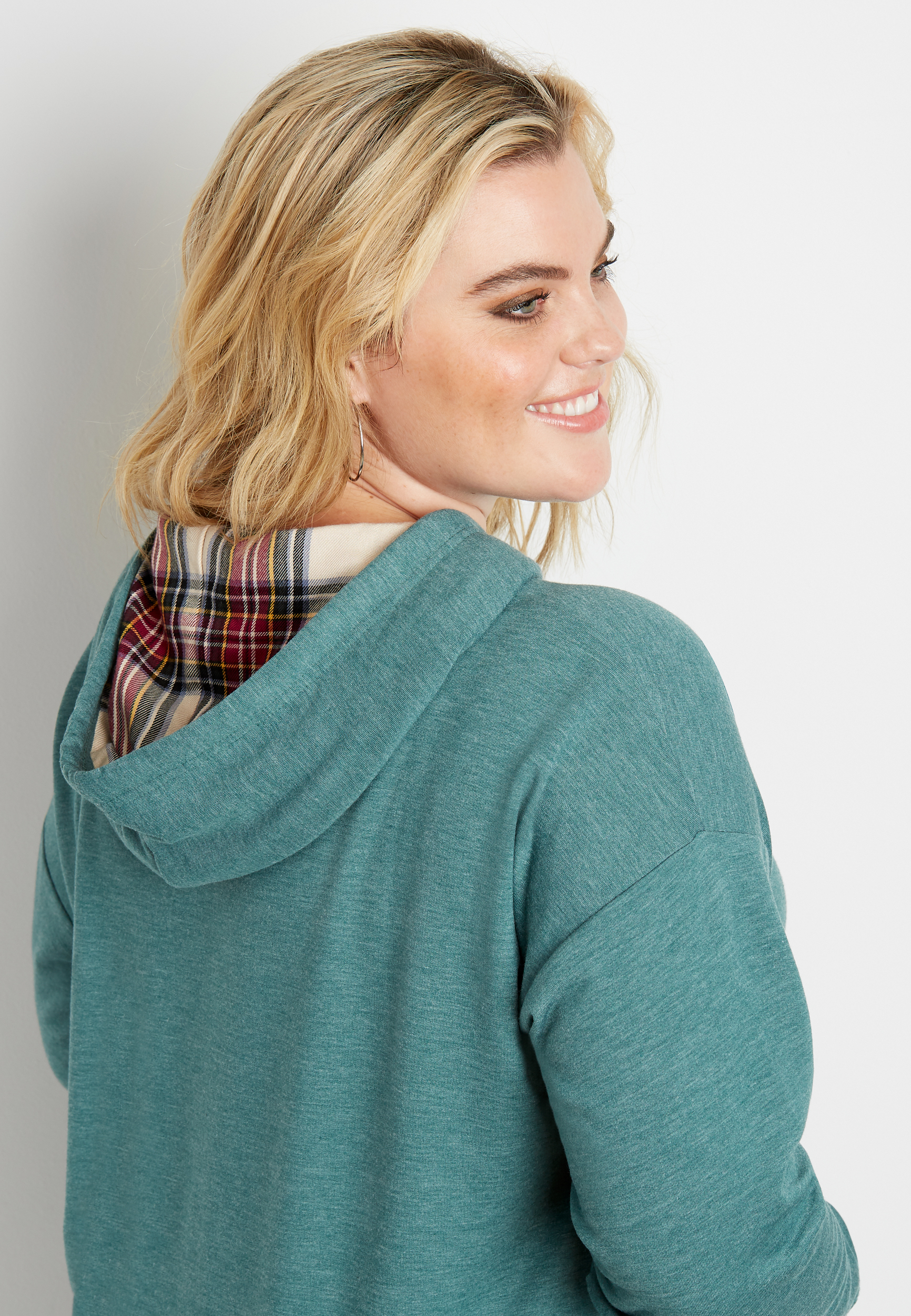 green plaid hoodie