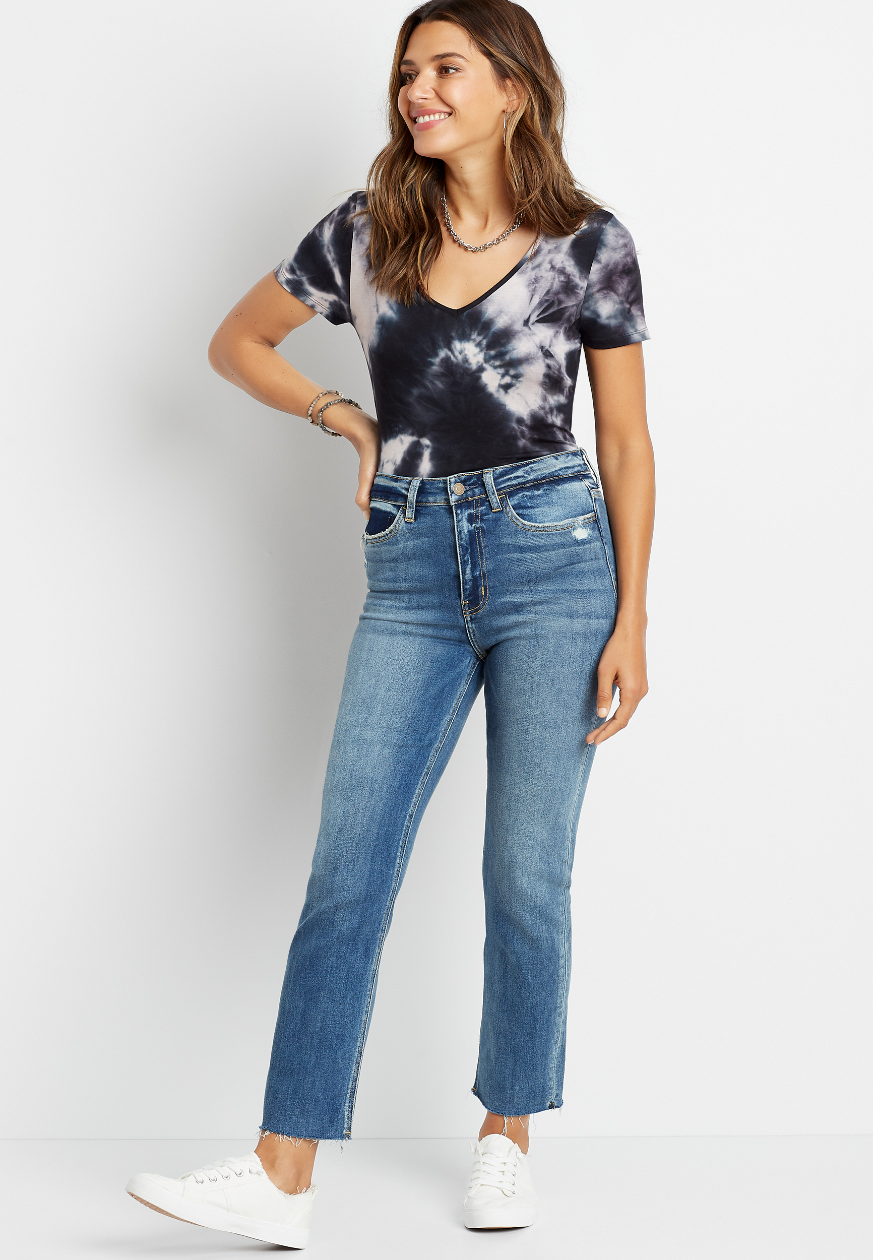 Image of Flying Monkey&trade; Womens Super High Rise Medium Straight Ankle Jeans Blue - Maurices