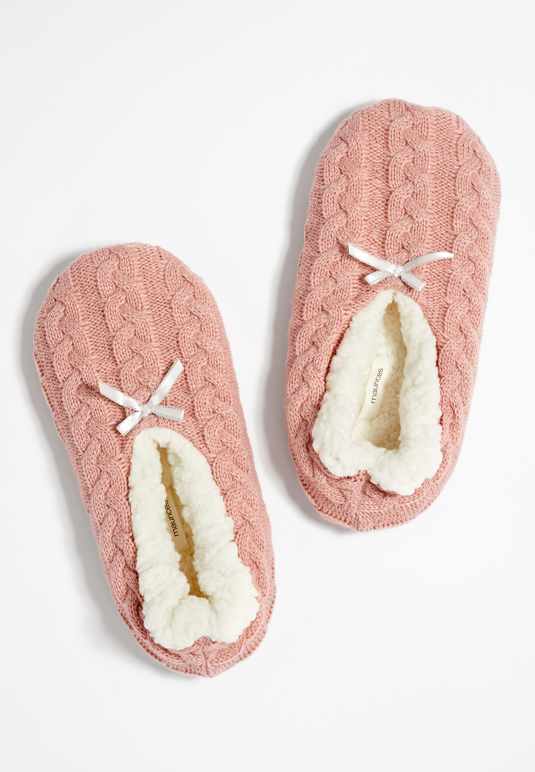 Pink Cable Knit Slipper Socks | maurices