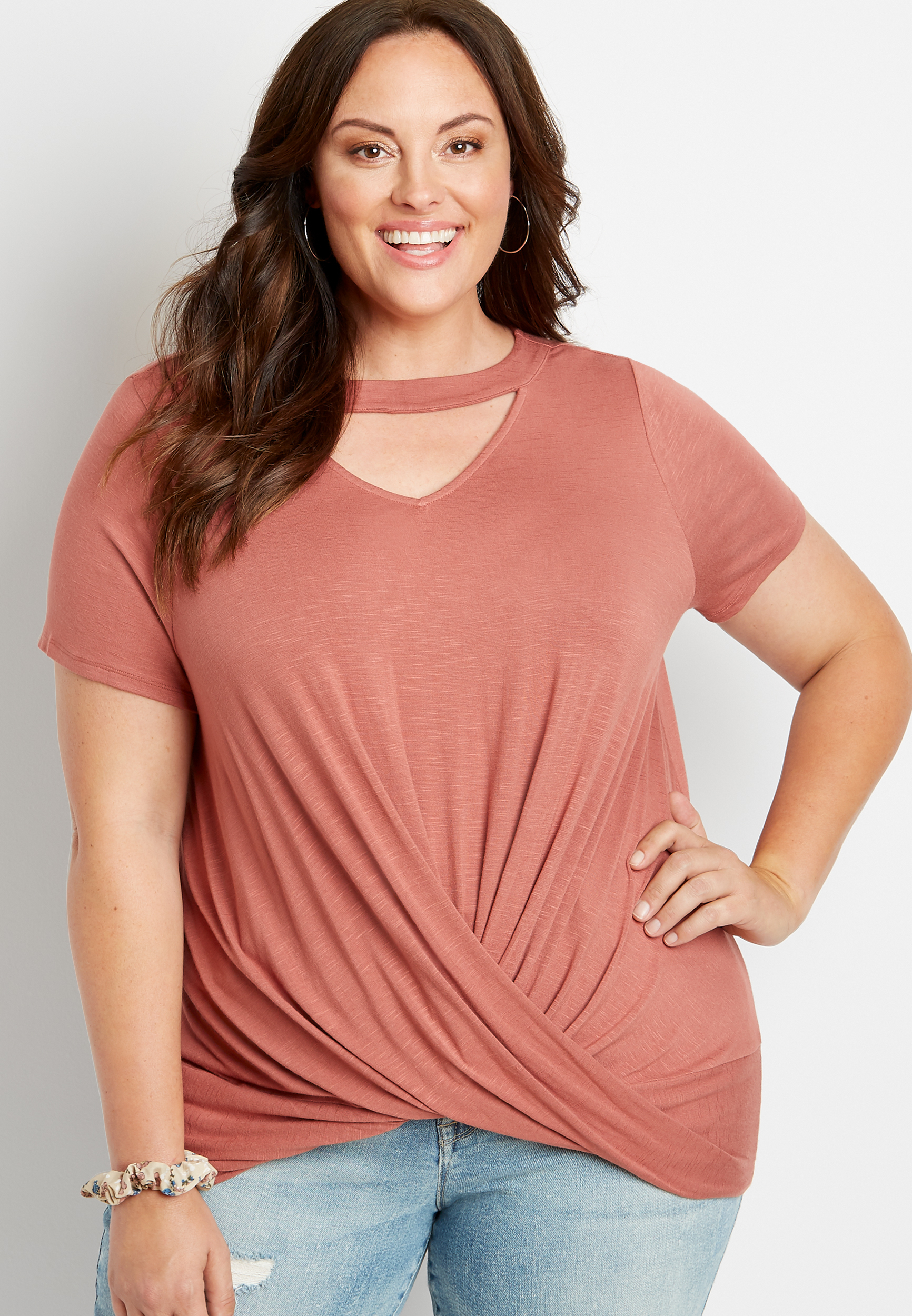 blush pink plus size tops