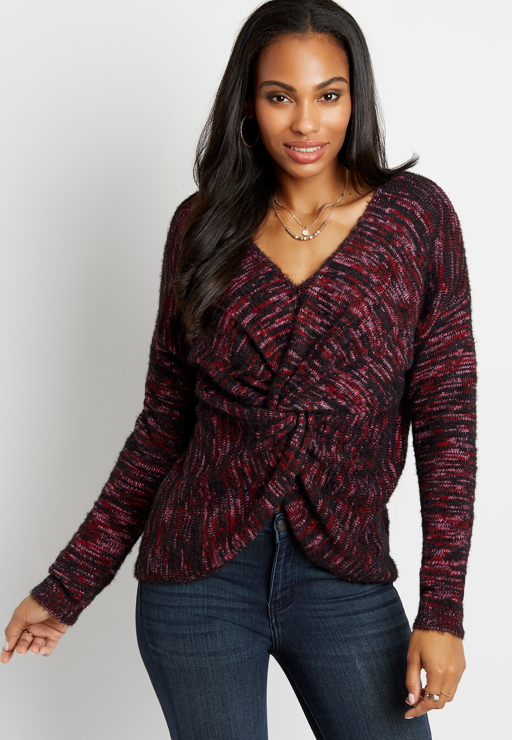 Multi Color Reversible Twist Pullover Sweater | maurices