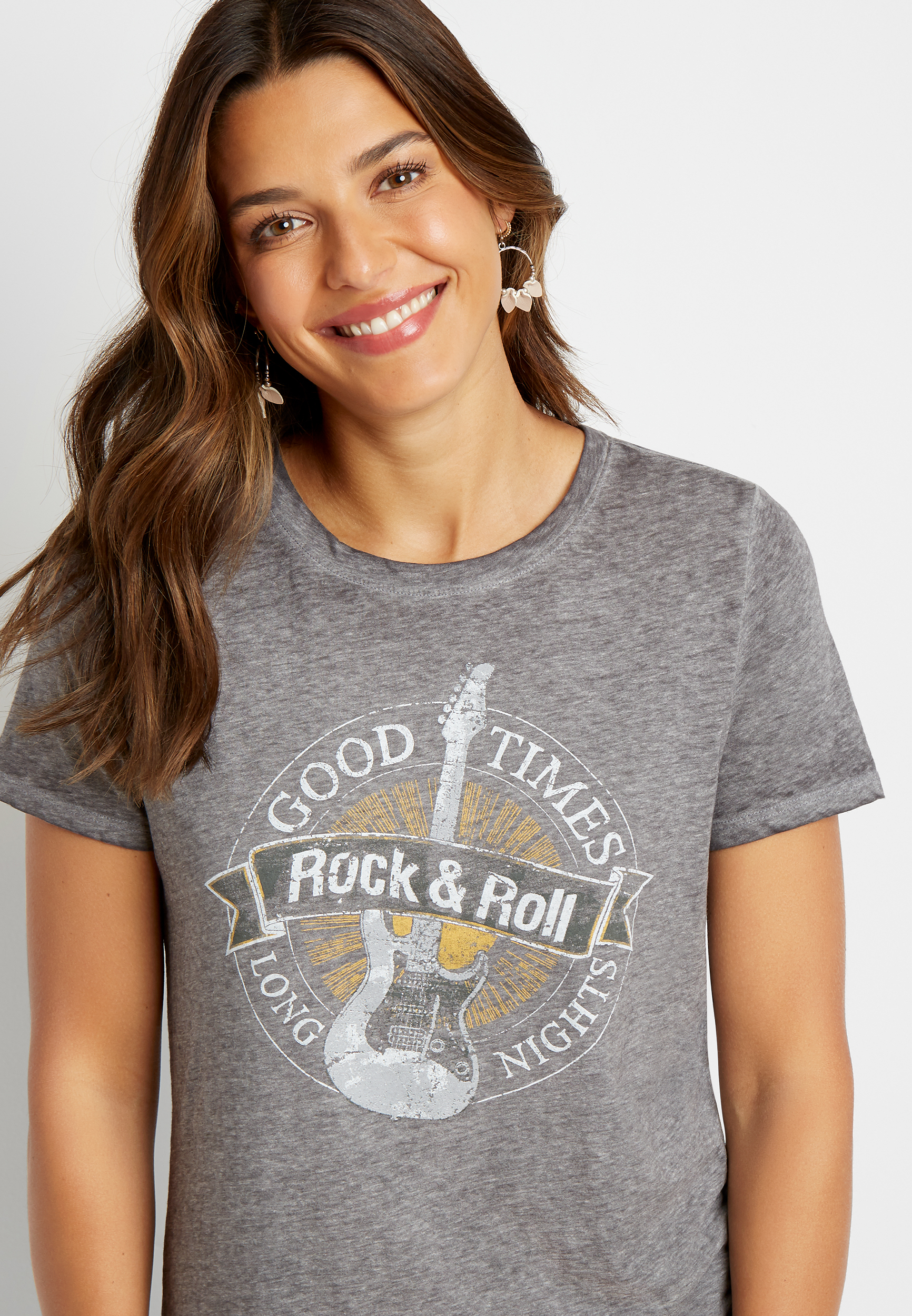 Gray Rock & Roll Graphic Tee | maurices