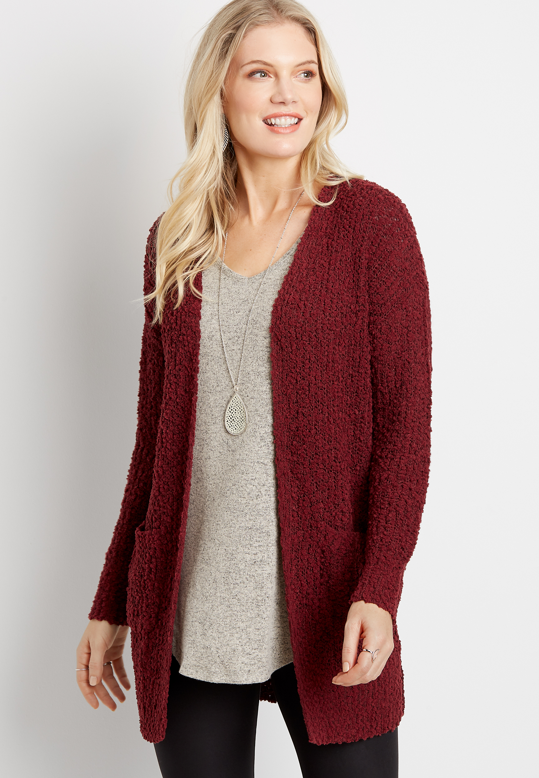 Solid Open Front Pocket Cardigan | maurices