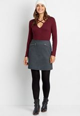 24/7 Solid Strappy Neck Cozy Tee, C1849, small