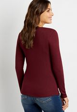24/7 Solid Strappy Neck Cozy Tee, C1849, small