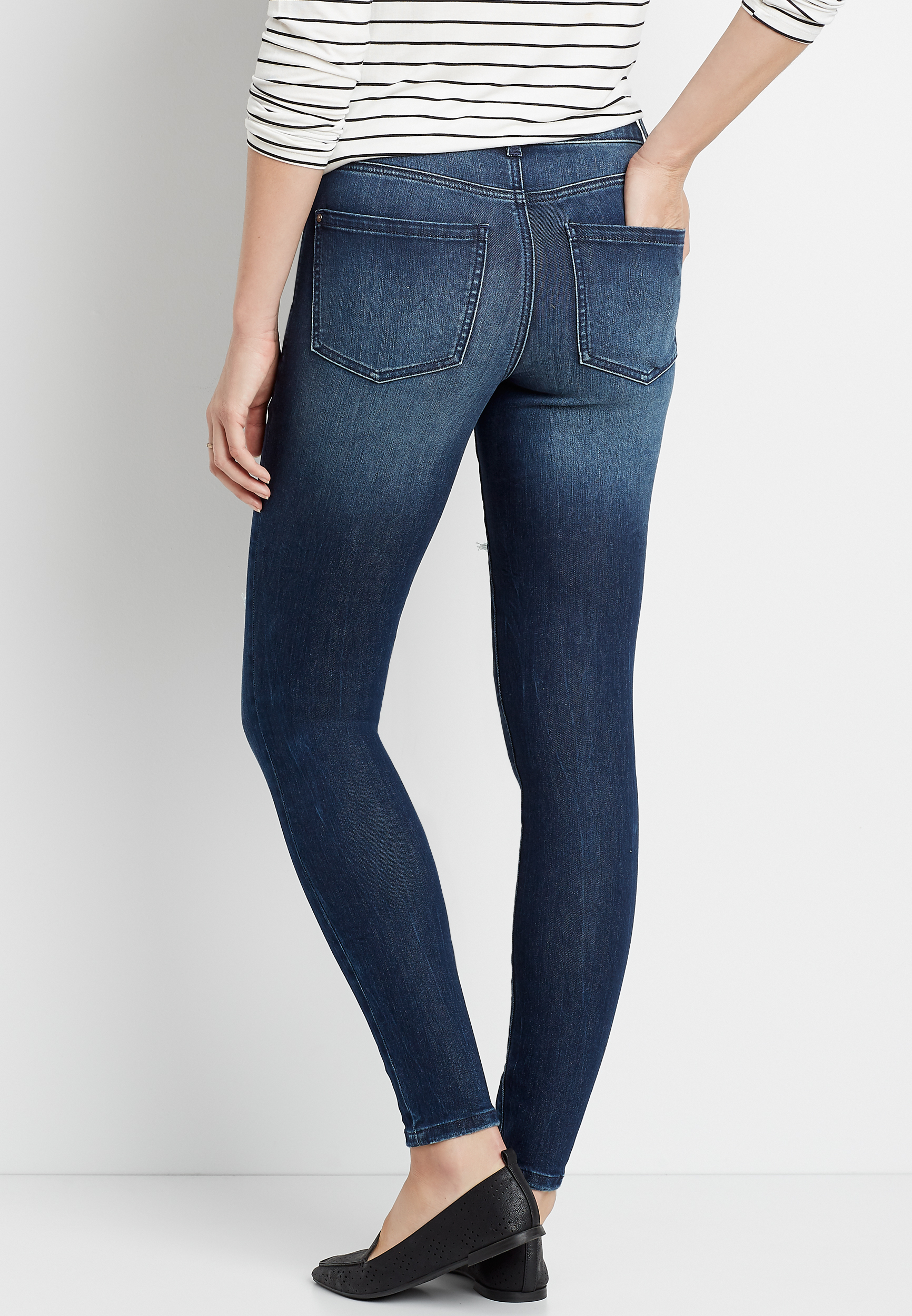 Everflex™ High Rise Dark Backed Destructed Skinny Jean - alternate image