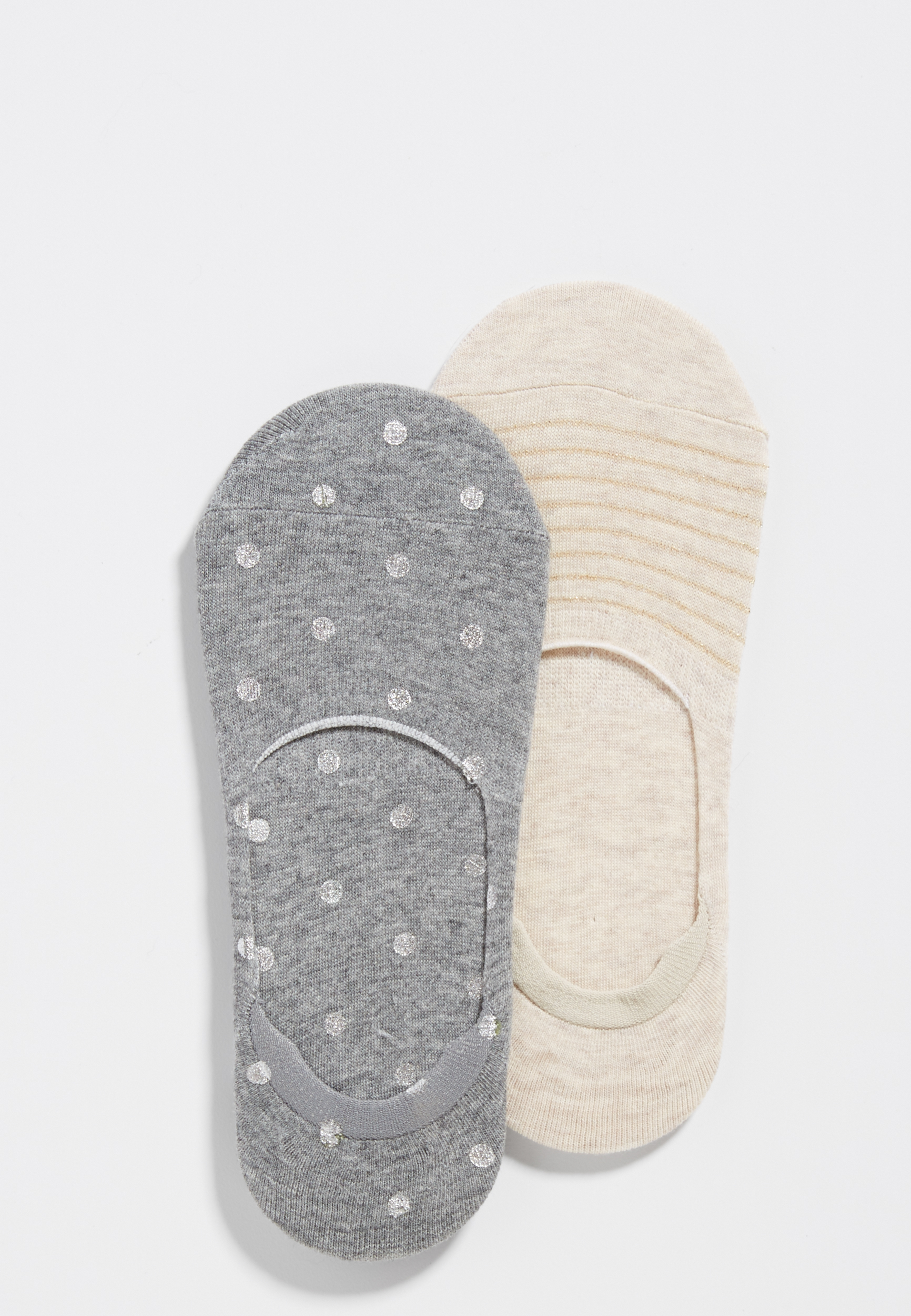 noshow socks with grips in dots and stripes 2 pack maurices