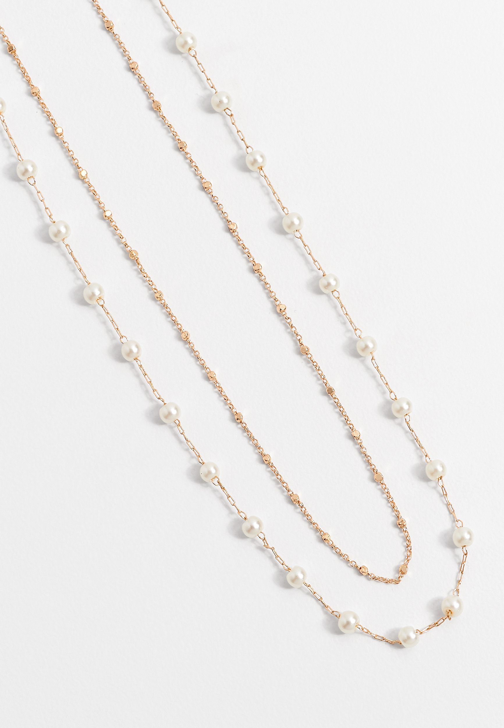 Dainty Double Row Pearl Drape Necklace | maurices