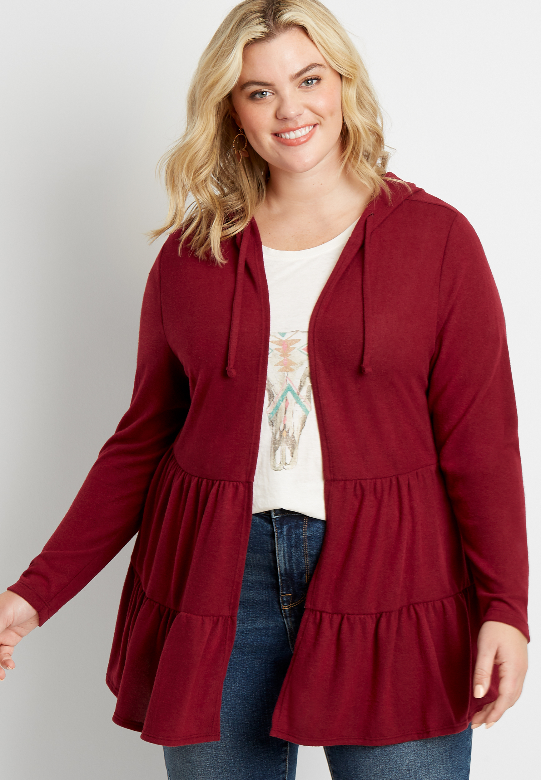 plus size hooded cardigans