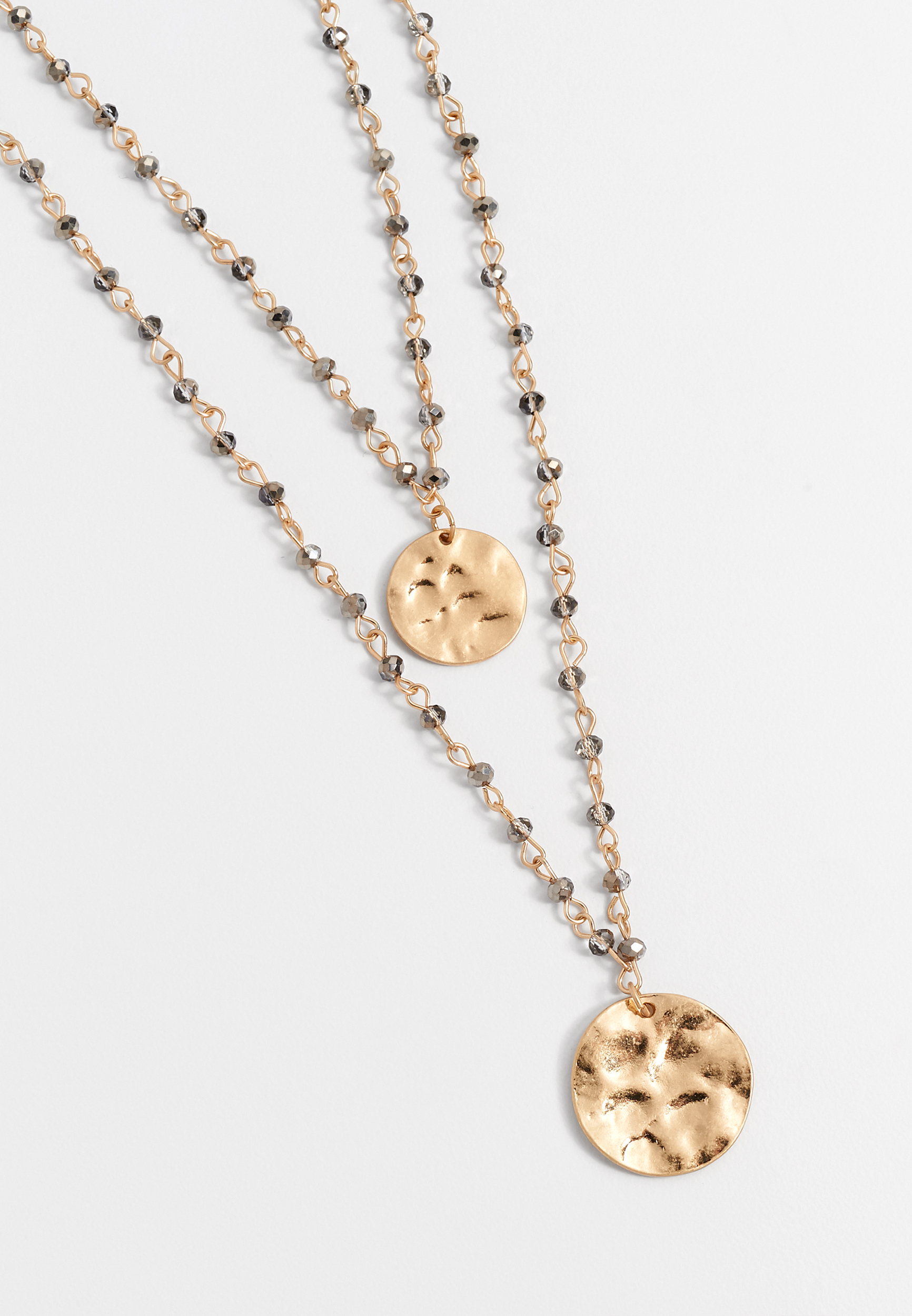 Double Row Beaded Pendant Drape Necklace maurices