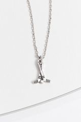 Dainty Silver Hockey Mom Necklace, , small