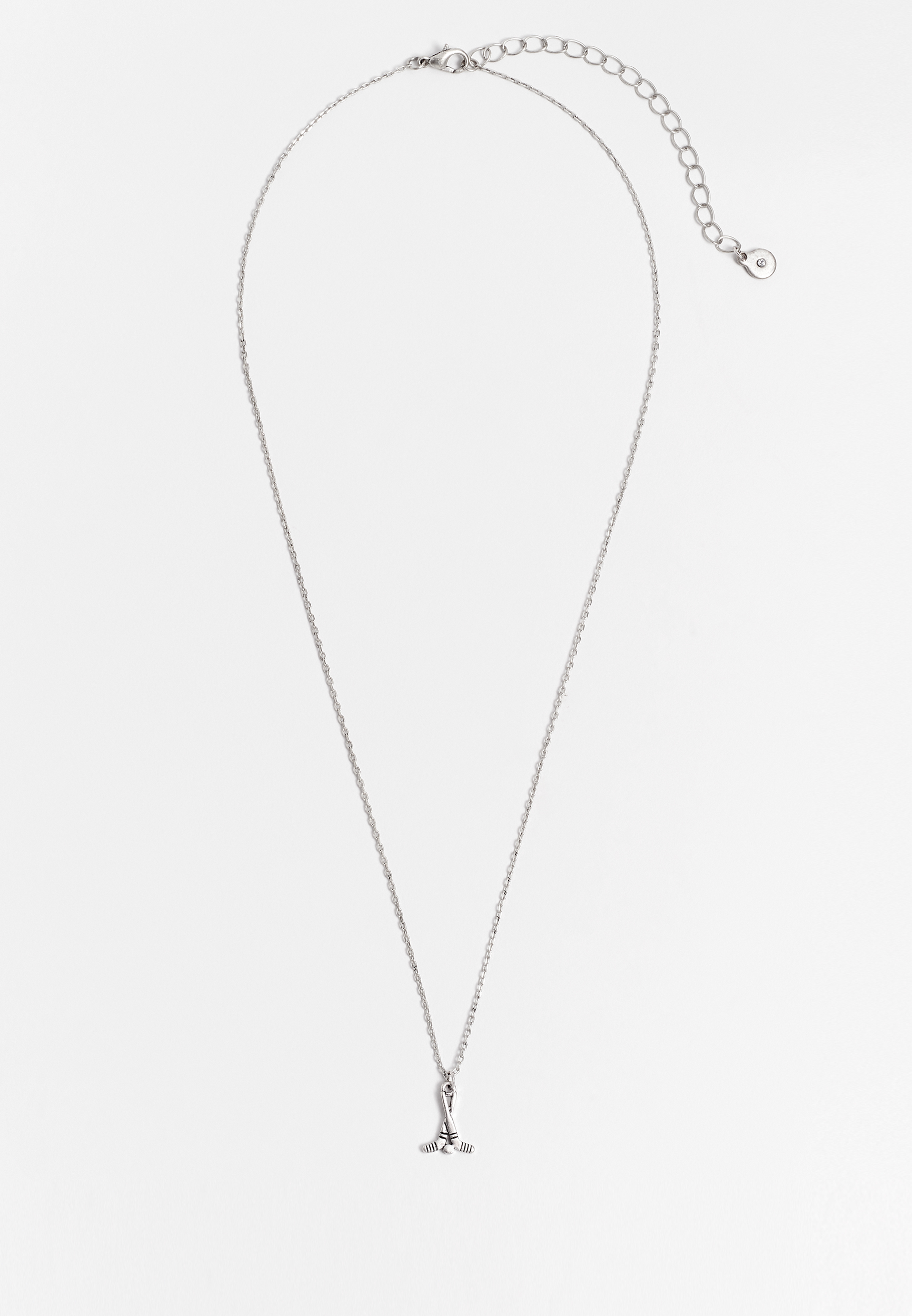 Dainty Silver Hockey Mom Necklace, , large