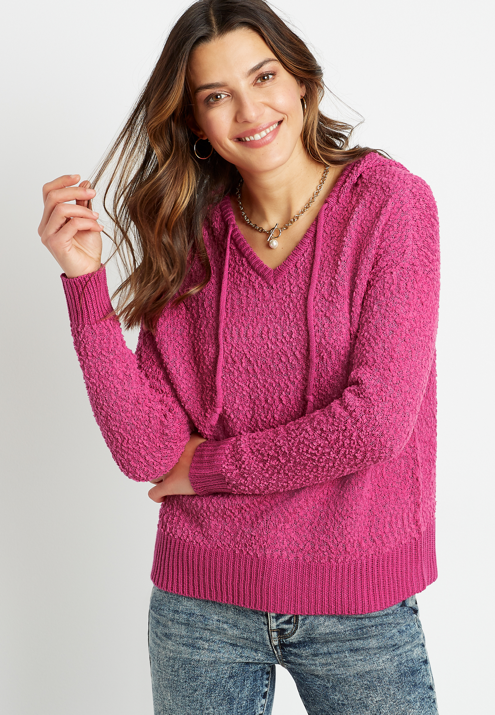 Solid Hooded Pullover Sweater | maurices