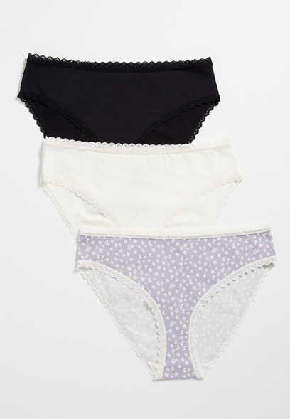 3 Pack Maurices Floral Cotton Bikini Panties (X-Small)