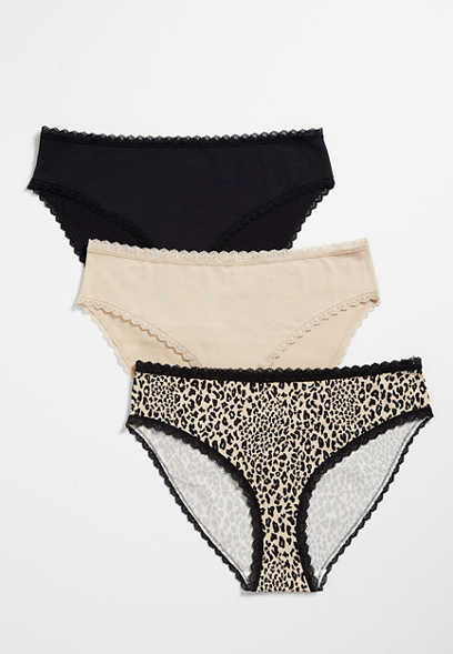 3 Pack Leopard Cotton Bikini Panties