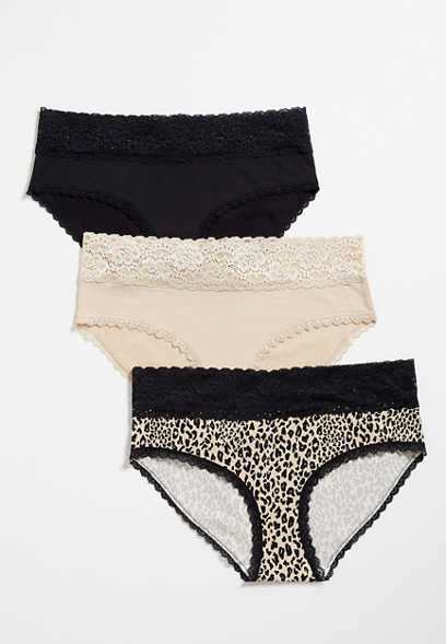 3 Pack Leopard Cotton Hipster Panties