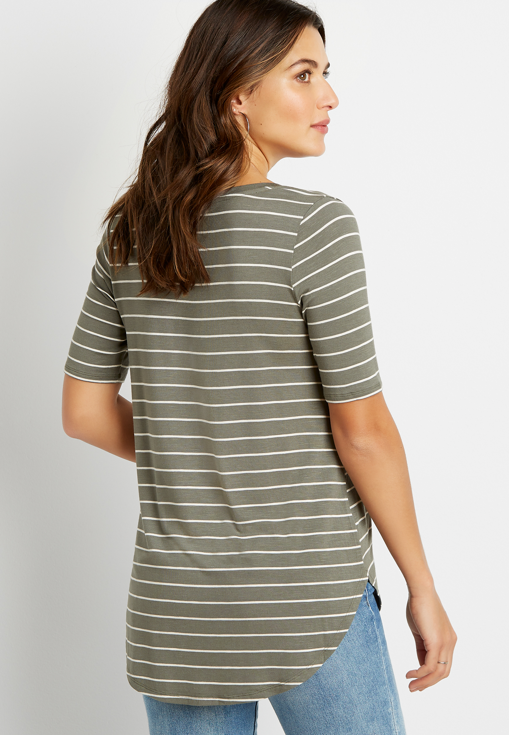 24/7 Olive Stripe Flawless Tee - alternate image