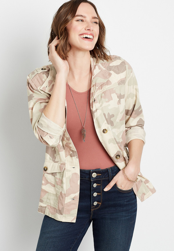 Camo Quilted Yoke Utility Jacket | maurices
