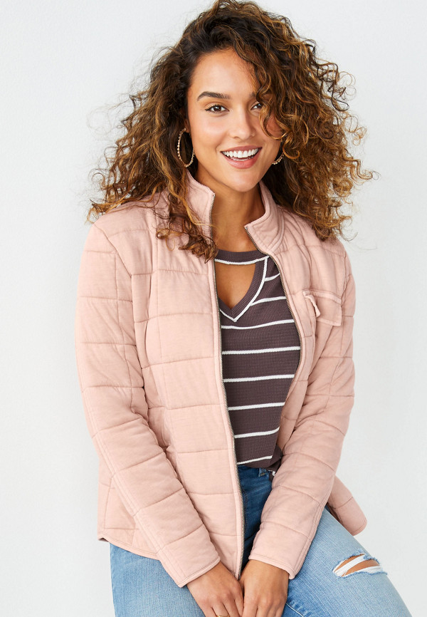 RTV Pink Quilted Zip Up Jacket | maurices