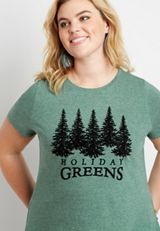 Plus Size Holiday Greens Graphic Tee, , small