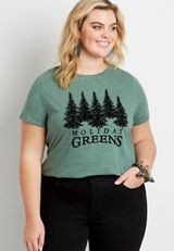 Plus Size Holiday Greens Graphic Tee, , small