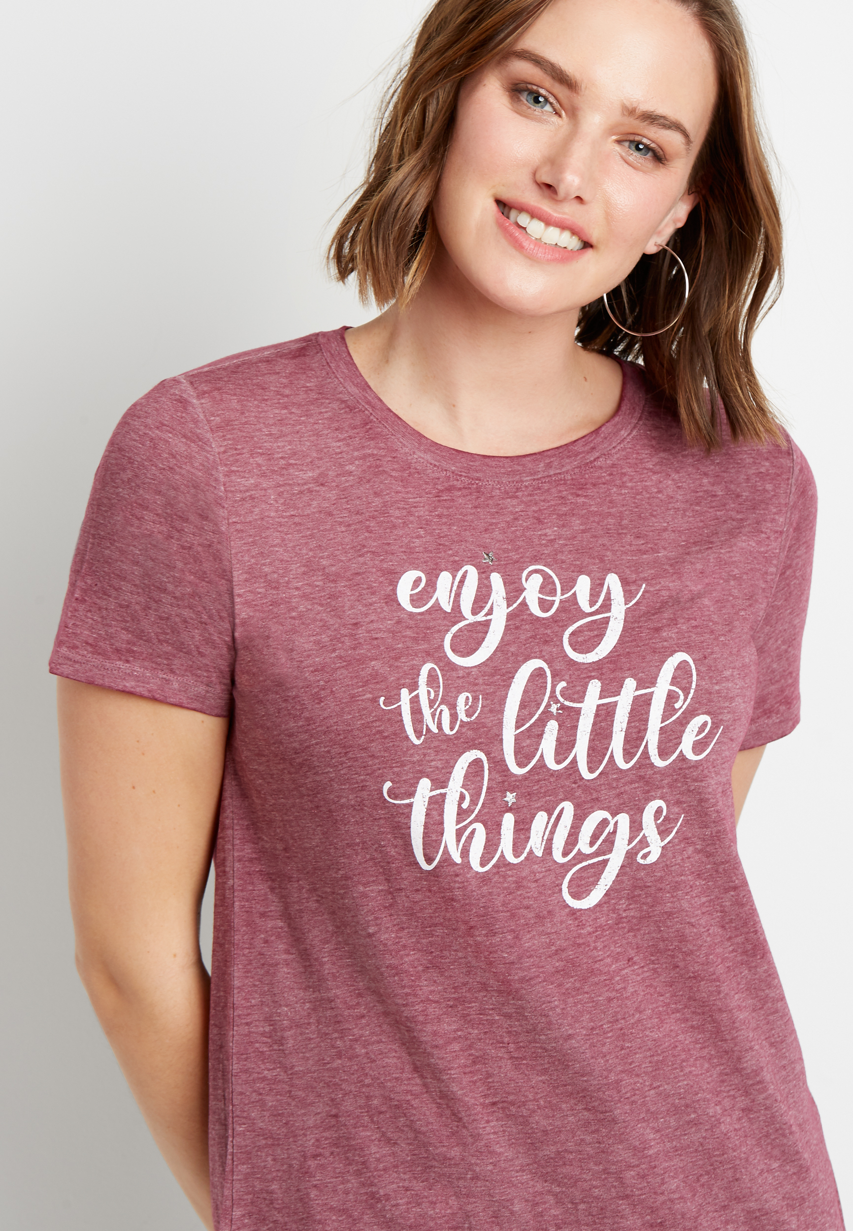 Berry Enjoy The Little Things Graphic Tee | maurices