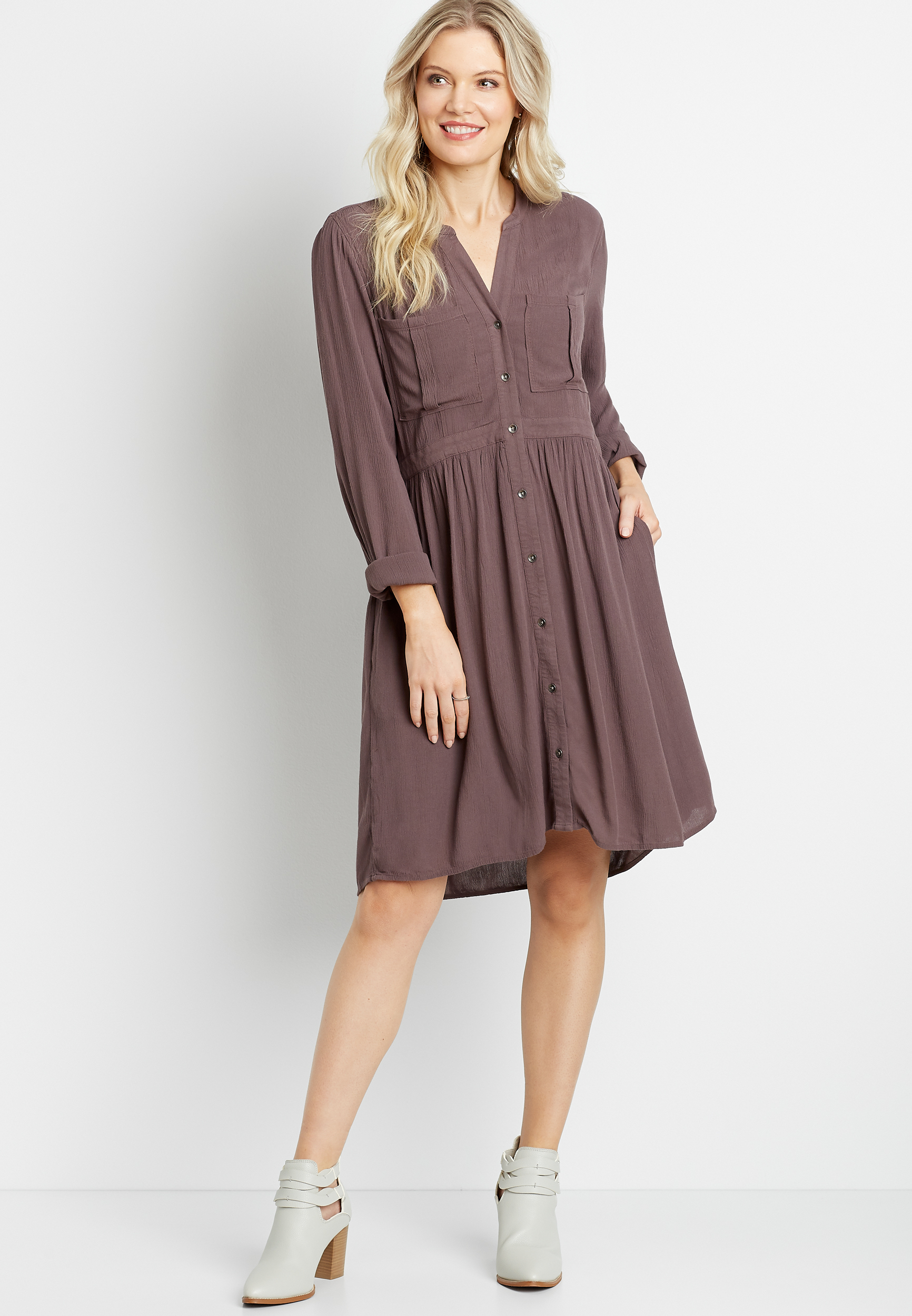 button down shirt dress black